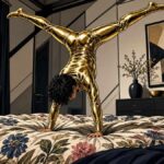 Is a shiny gold catsuit the real reason people invent bedroom yoga?