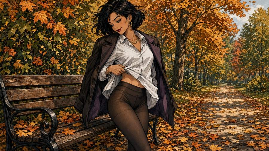 Is a park path the riskiest place to test how sheer your tights really are?