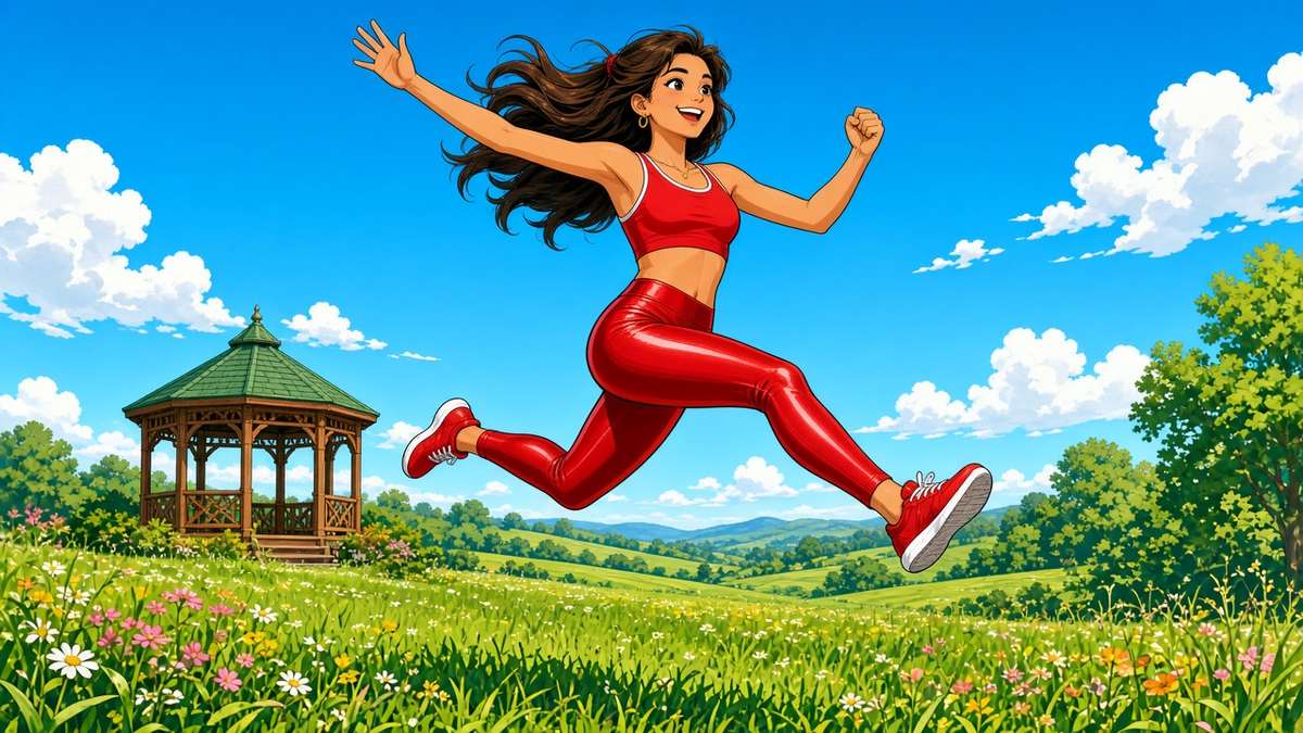 Can red leggings make a meadow jump feel like an Olympic final?
